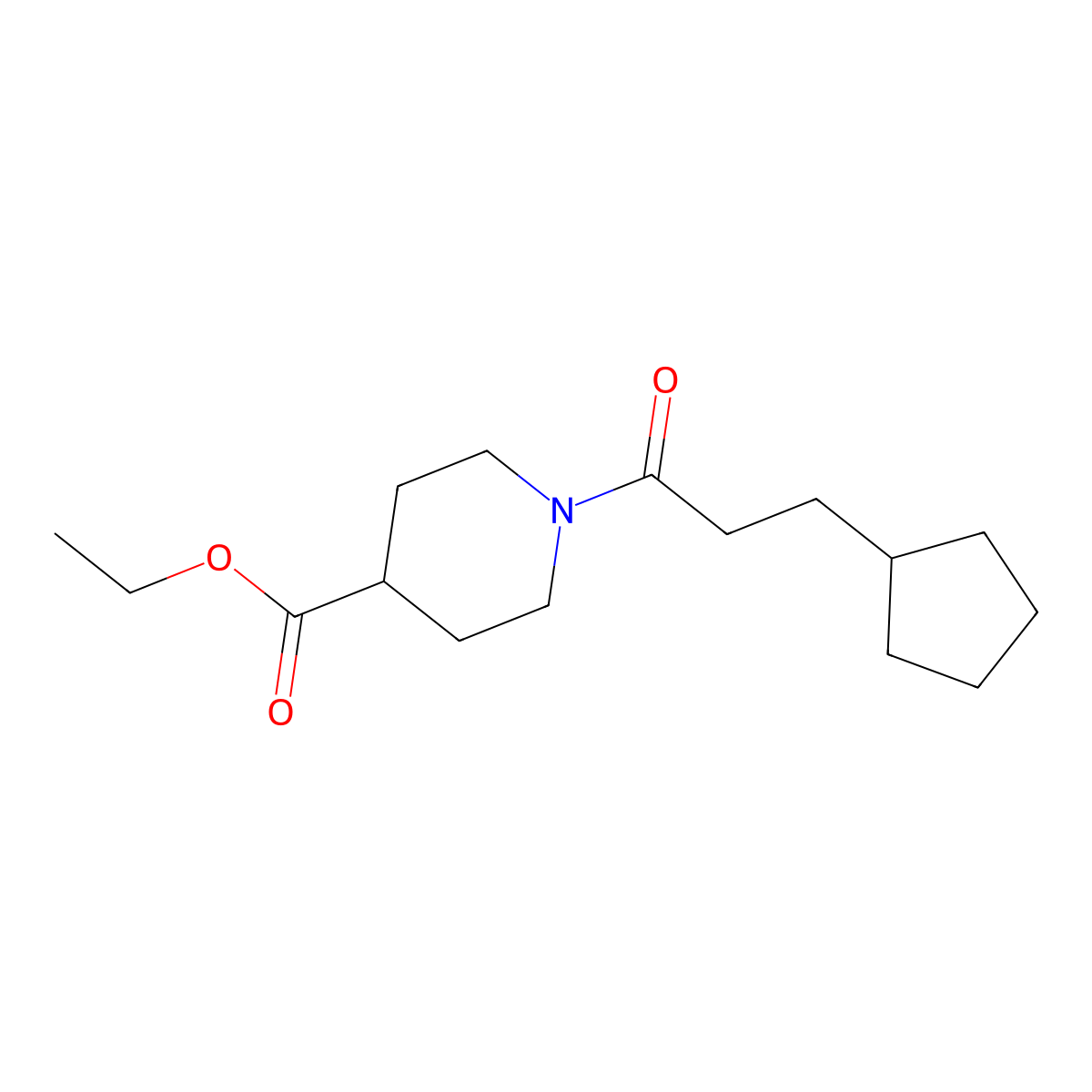 Ethyl 1-(3-cyclopentylpropanoyl)-4-piperidinecarboxylate molecular structure, CAS 695168-44-6