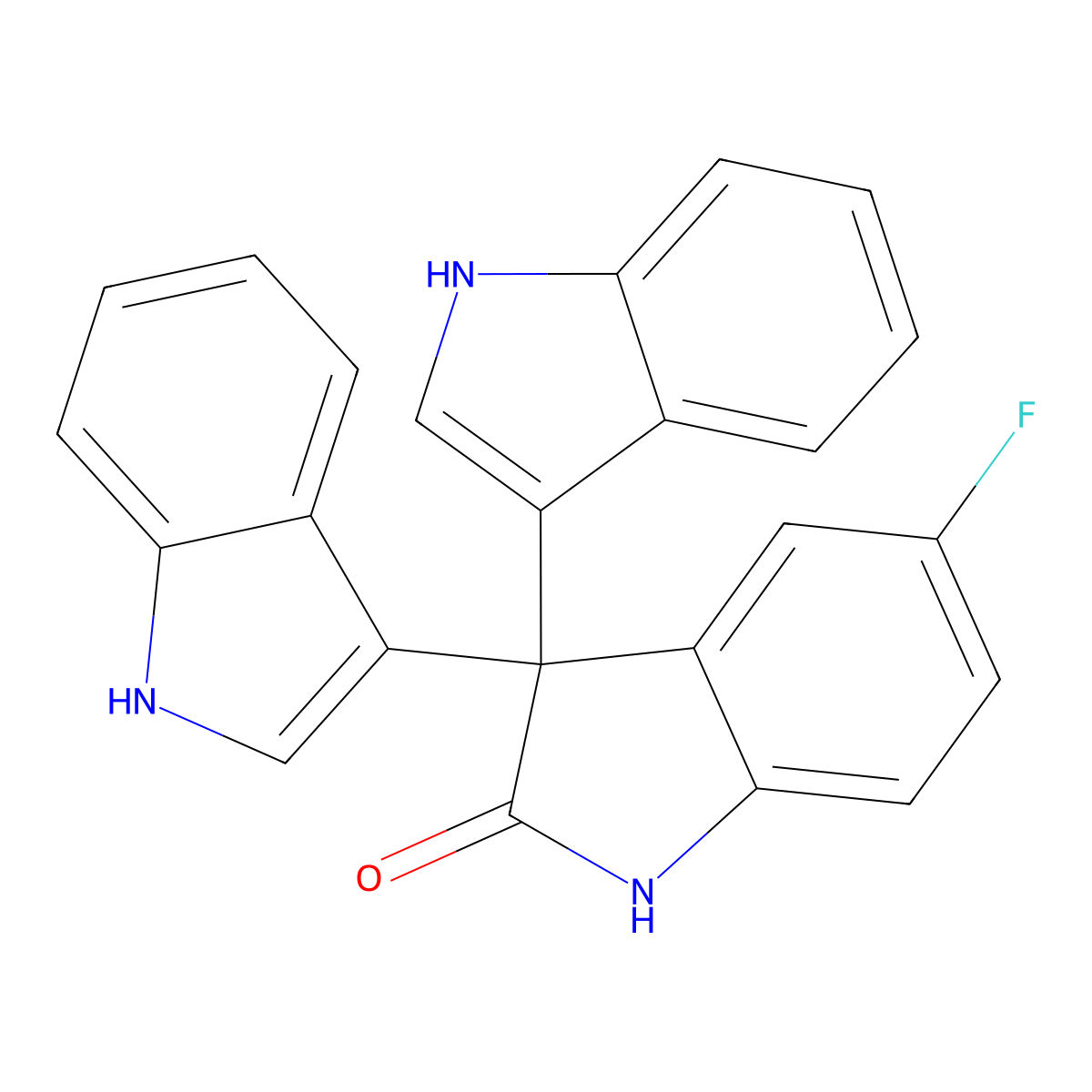 5-fluoro-3,3-bis(1H-indol-3-yl)-1H-indol-2-one molecular structure, CAS 695168-61-7