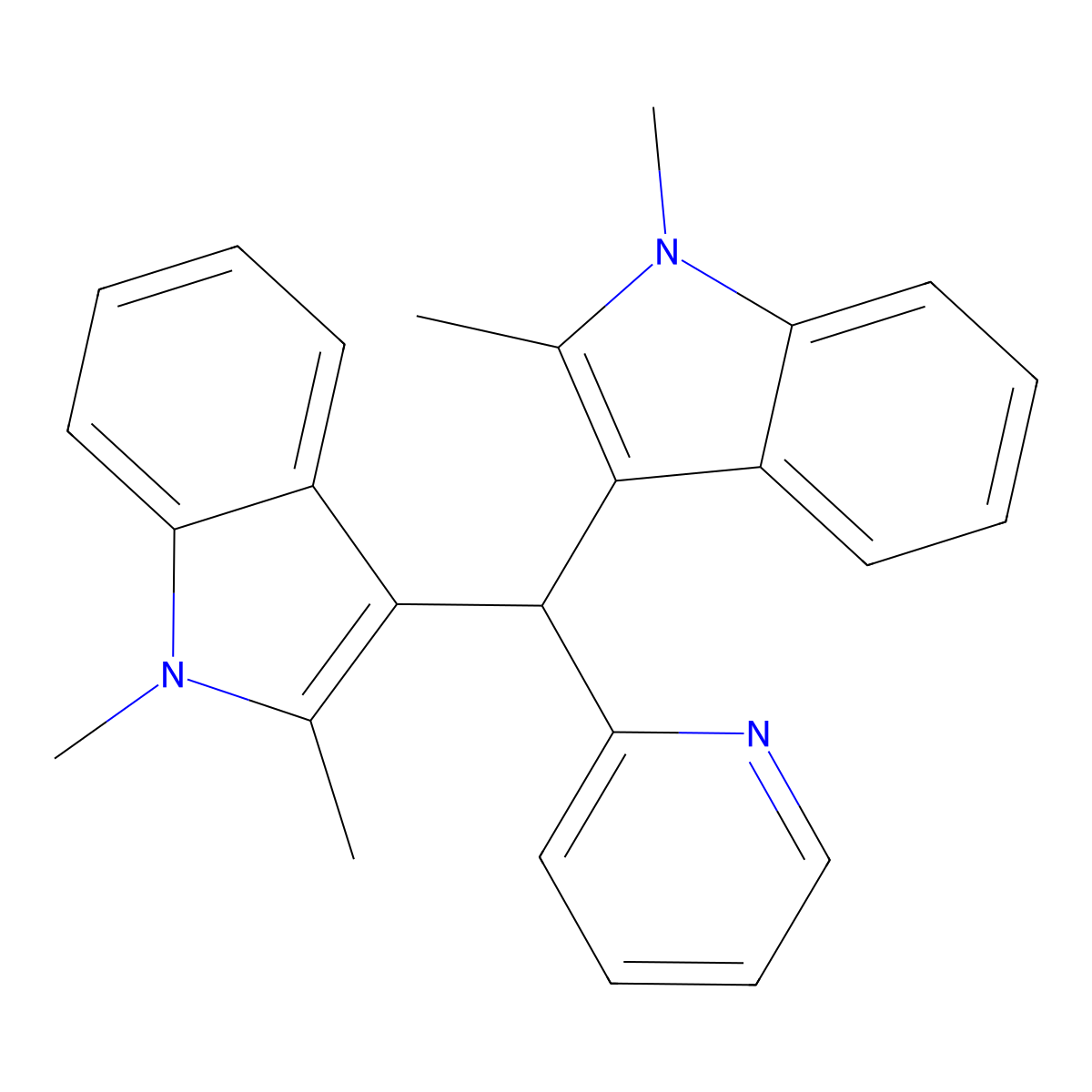 3-[(1,2-Dimethylindol-3-yl)-pyridin-2-ylmethyl]-1,2-dimethylindole molecular structure, CAS 695168-95-7