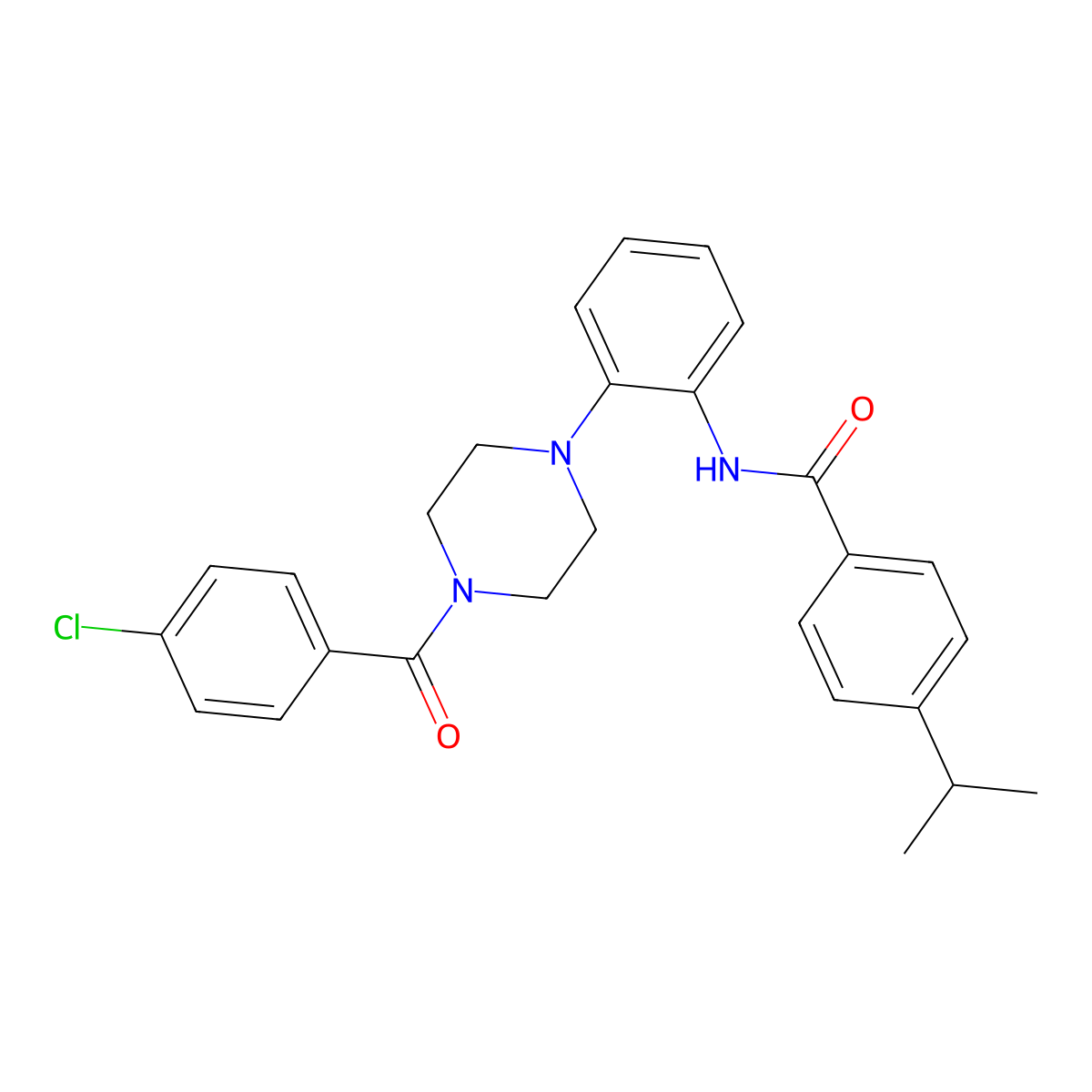 N-[2-[4-(4-chlorobenzoyl)piperazin-1-yl]phenyl]-4-propan-2-ylbenzamide molecular structure, CAS 695169-40-5