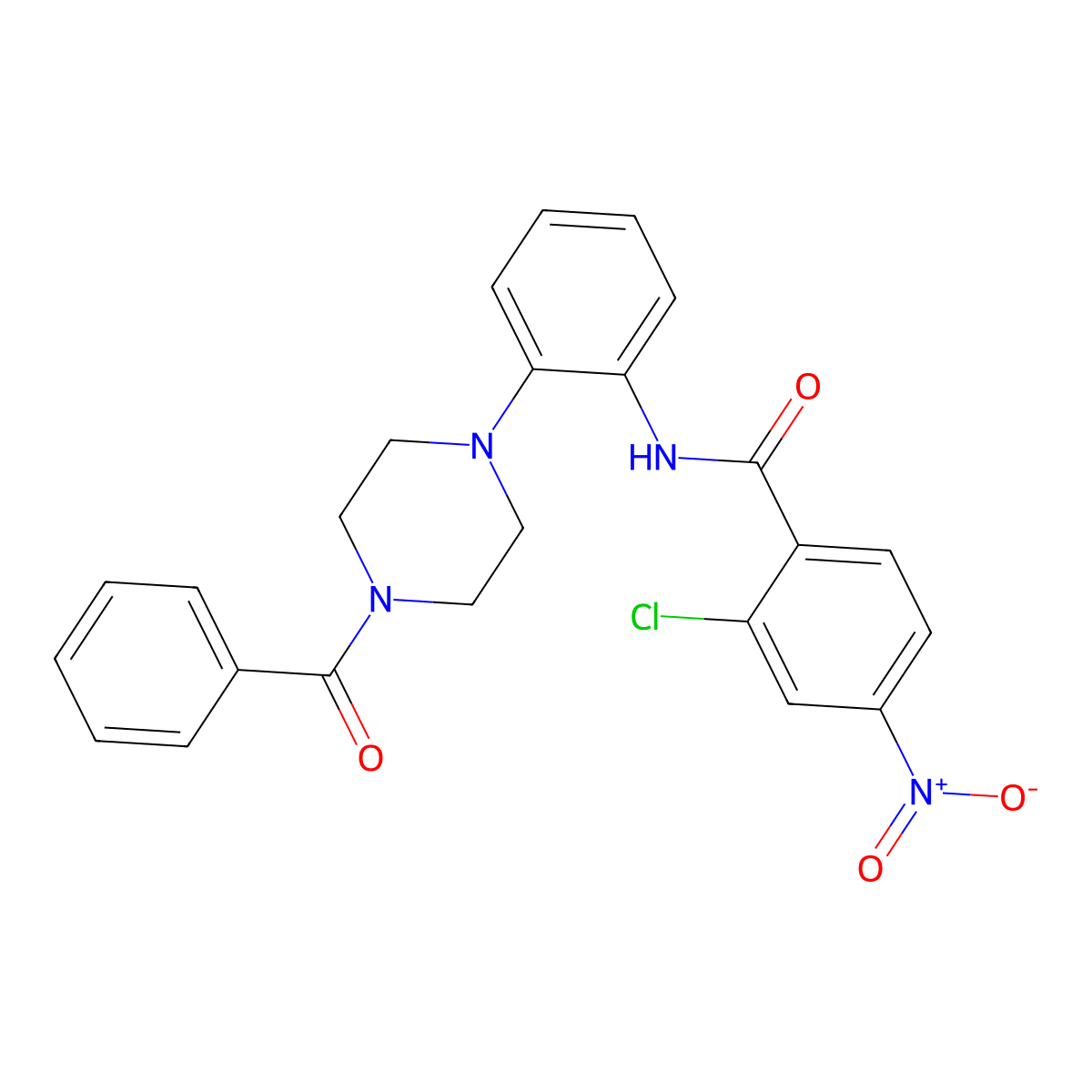 N-[2-(4-benzoylpiperazin-1-yl)phenyl]-2-chloro-4-nitrobenzamide molecular structure, CAS 695169-84-7