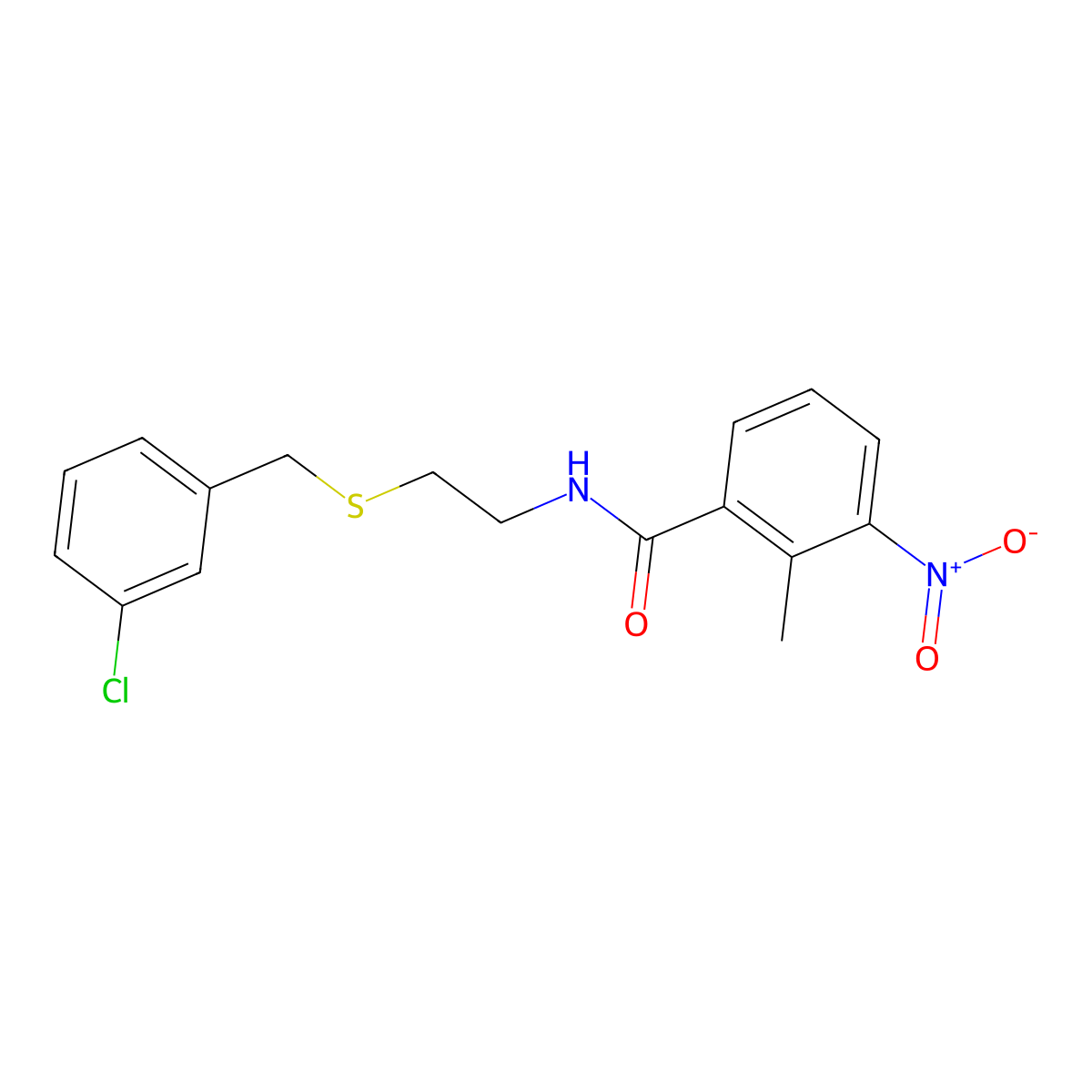 N-{2-[(3-chlorobenzyl)sulfanyl]ethyl}-2-methyl-3-nitrobenzamide molecular structure, CAS 695169-92-7
