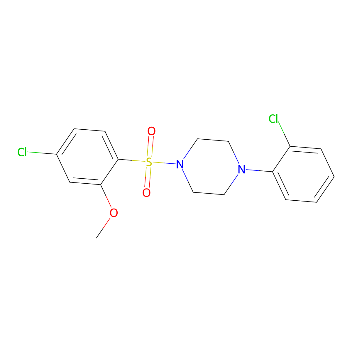 1-(4-Chloro-2-methoxybenzenesulfonyl)-4-(2-chlorophenyl)piperazine molecular structure, CAS 695170-04-8