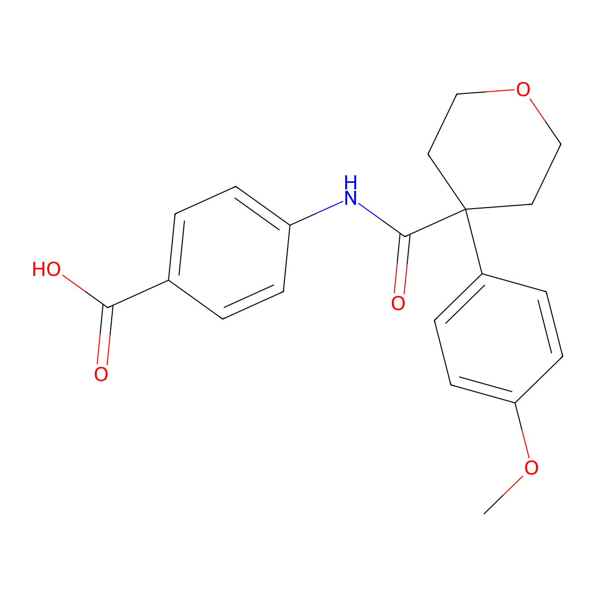 4-({[4-(4-methoxyphenyl)tetrahydro-2H-pyran-4-yl]carbonyl}amino)benzoic acid molecular structure, CAS 695170-22-0