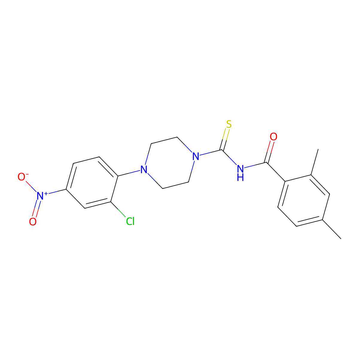 N-[4-(2-chloro-4-nitrophenyl)piperazine-1-carbothioyl]-2,4-dimethylbenzamide molecular structure, CAS 695170-44-6