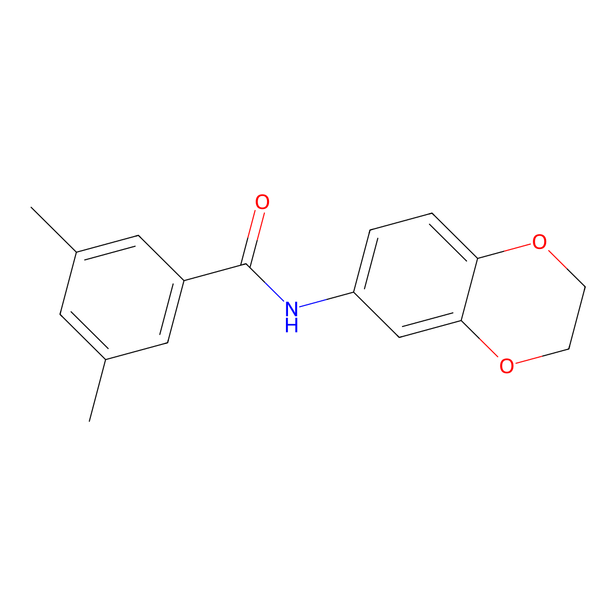 N-(2,3-dihydro-1,4-benzodioxin-6-yl)-3,5-dimethylbenzamide molecular structure, CAS 695170-56-0