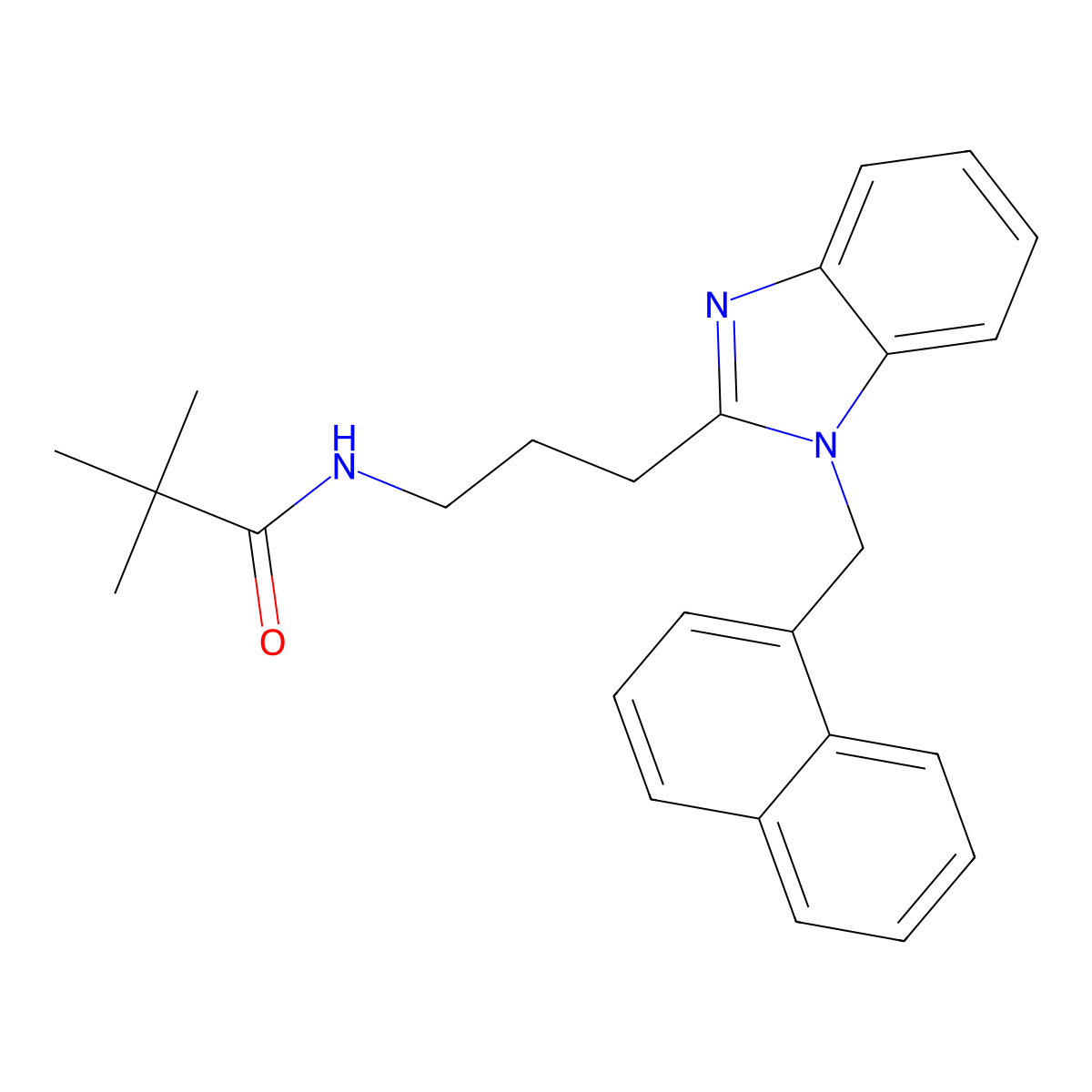 2,2-dimethyl-N-{3-[1-(naphthylmethyl)benzimidazol-2-yl]propyl}propanamide molecular structure, CAS 695170-94-6