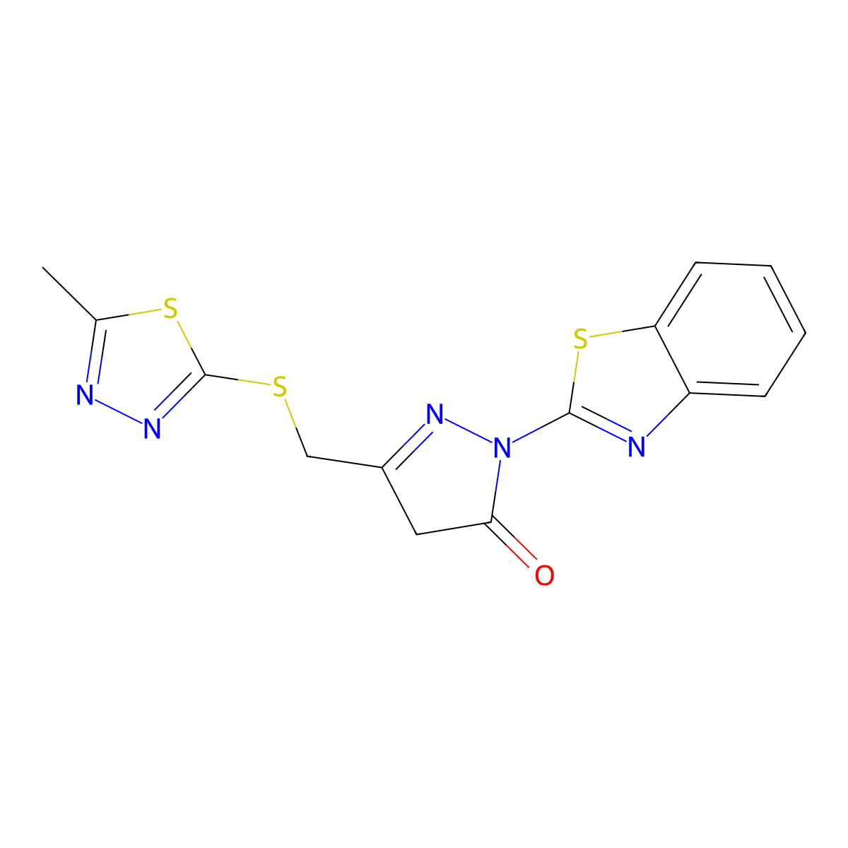 2-(1,3-benzothiazol-2-yl)-5-{[(5-methyl-1,3,4-thiadiazol-2-yl)sulfanyl]methyl}-2,4-dihydro-3H-pyrazol-3-one molecular structure, CAS 695171-22-3