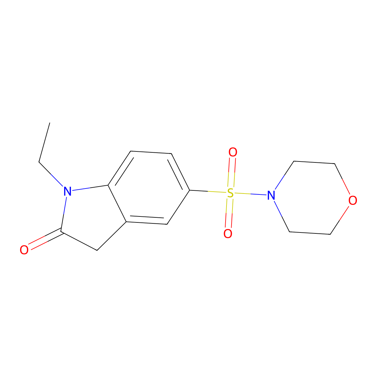 1-ethyl-5-morpholin-4-ylsulfonyl-3H-indol-2-one molecular structure, CAS 695171-23-4
