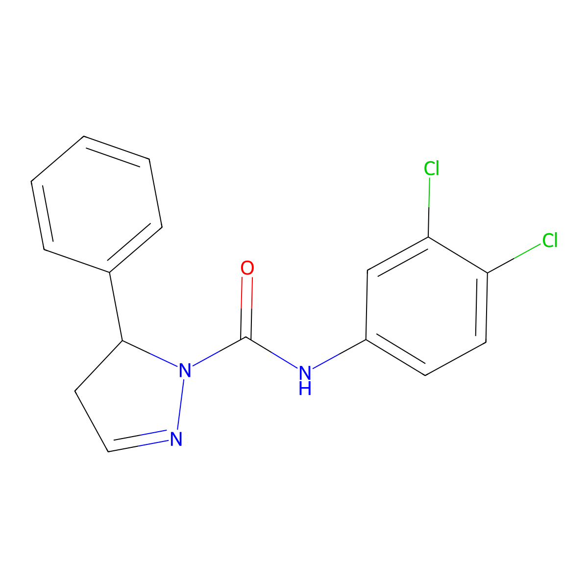 N-(3,4-dichlorophenyl)-5-phenyl-4,5-dihydro-1H-pyrazole-1-carboxamide molecular structure, CAS 695171-39-2