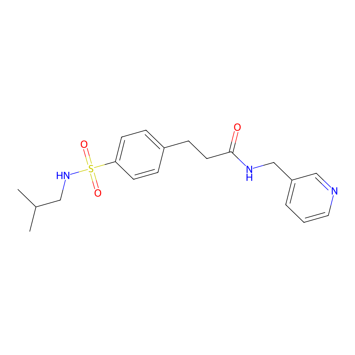 3-{4-[(isobutylamino)sulfonyl]phenyl}-N-(3-pyridinylmethyl)propanamide molecular structure, CAS 695172-28-2