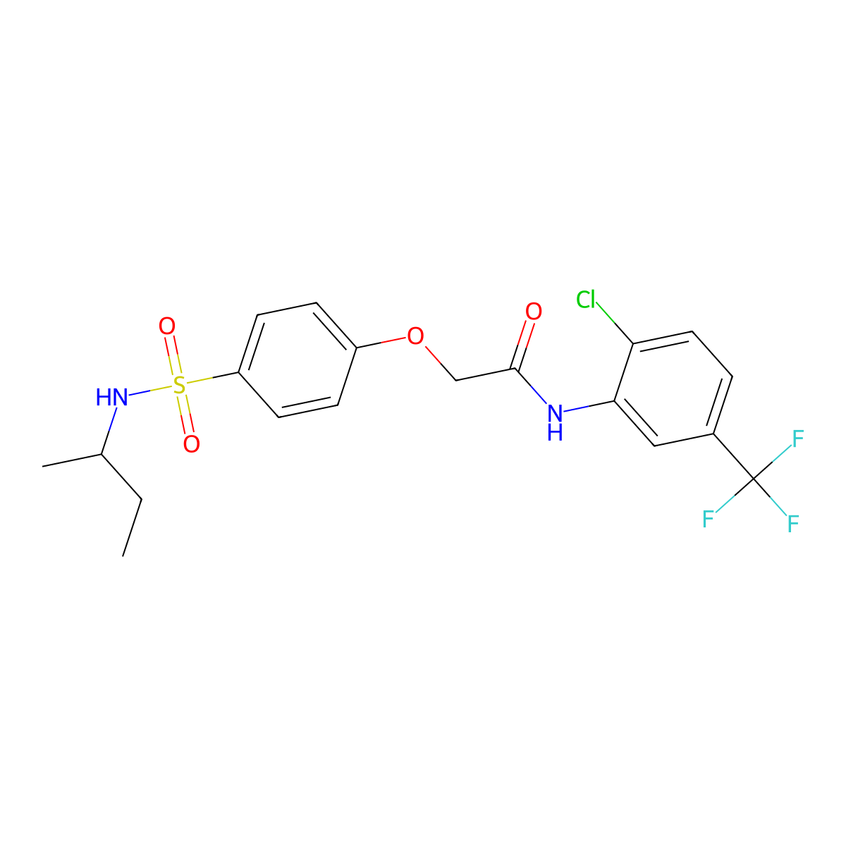 2-[4-(butan-2-ylsulfamoyl)phenoxy]-N-[2-chloro-5-(trifluoromethyl)phenyl]acetamide molecular structure, CAS 695172-41-9