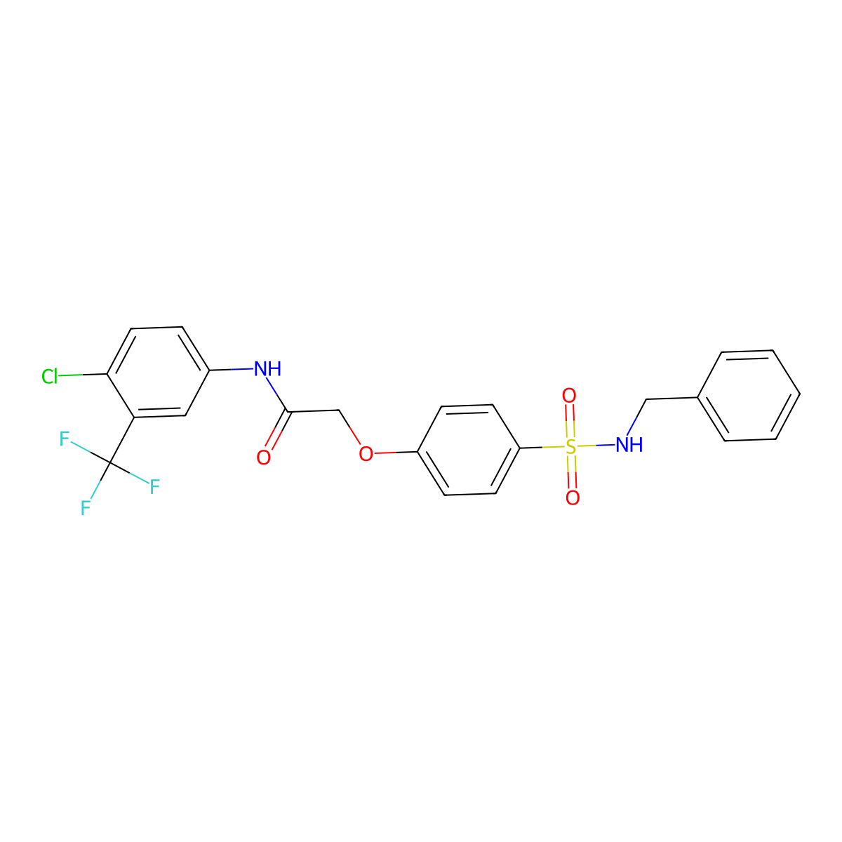 2-[4-(benzylsulfamoyl)phenoxy]-N-[4-chloro-3-(trifluoromethyl)phenyl]acetamide molecular structure, CAS 695172-45-3
