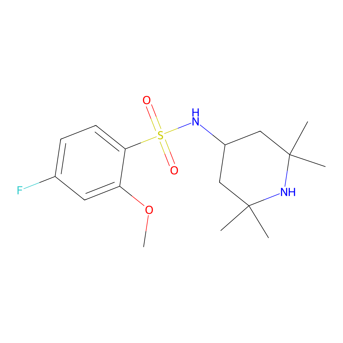 4-fluoro-2-methoxy-N-(2,2,6,6-tetramethylpiperidin-4-yl)benzenesulfonamide molecular structure, CAS 695172-59-9