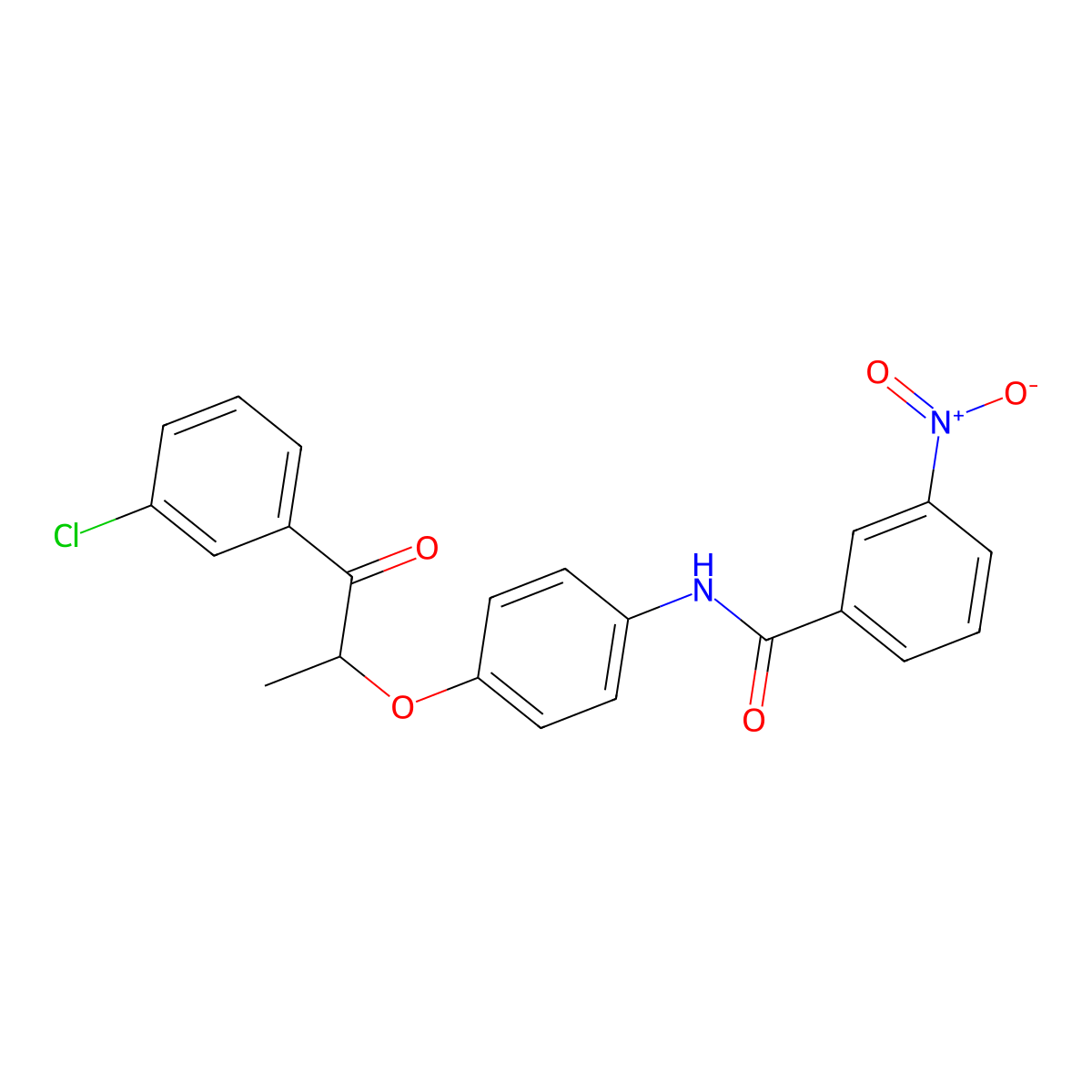 N-[4-[1-(3-chlorophenyl)-1-oxopropan-2-yl]oxyphenyl]-3-nitrobenzamide molecular structure, CAS 695172-60-2