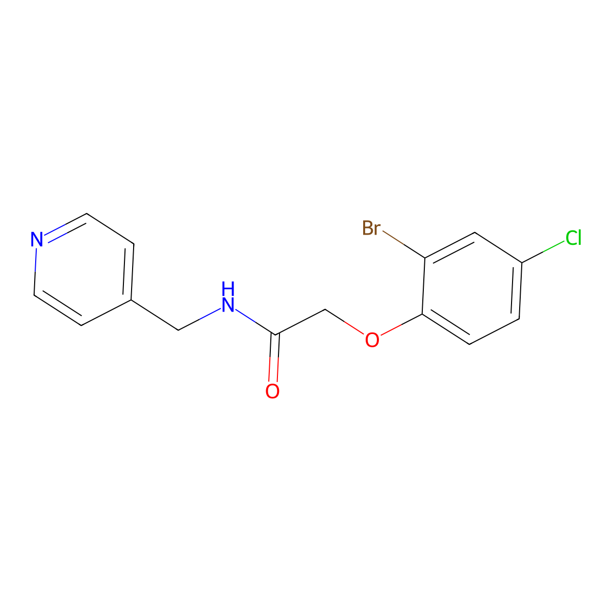 2-(2-bromo-4-chlorophenoxy)-N-(pyridin-4-ylmethyl)acetamide molecular structure, CAS 695172-66-8