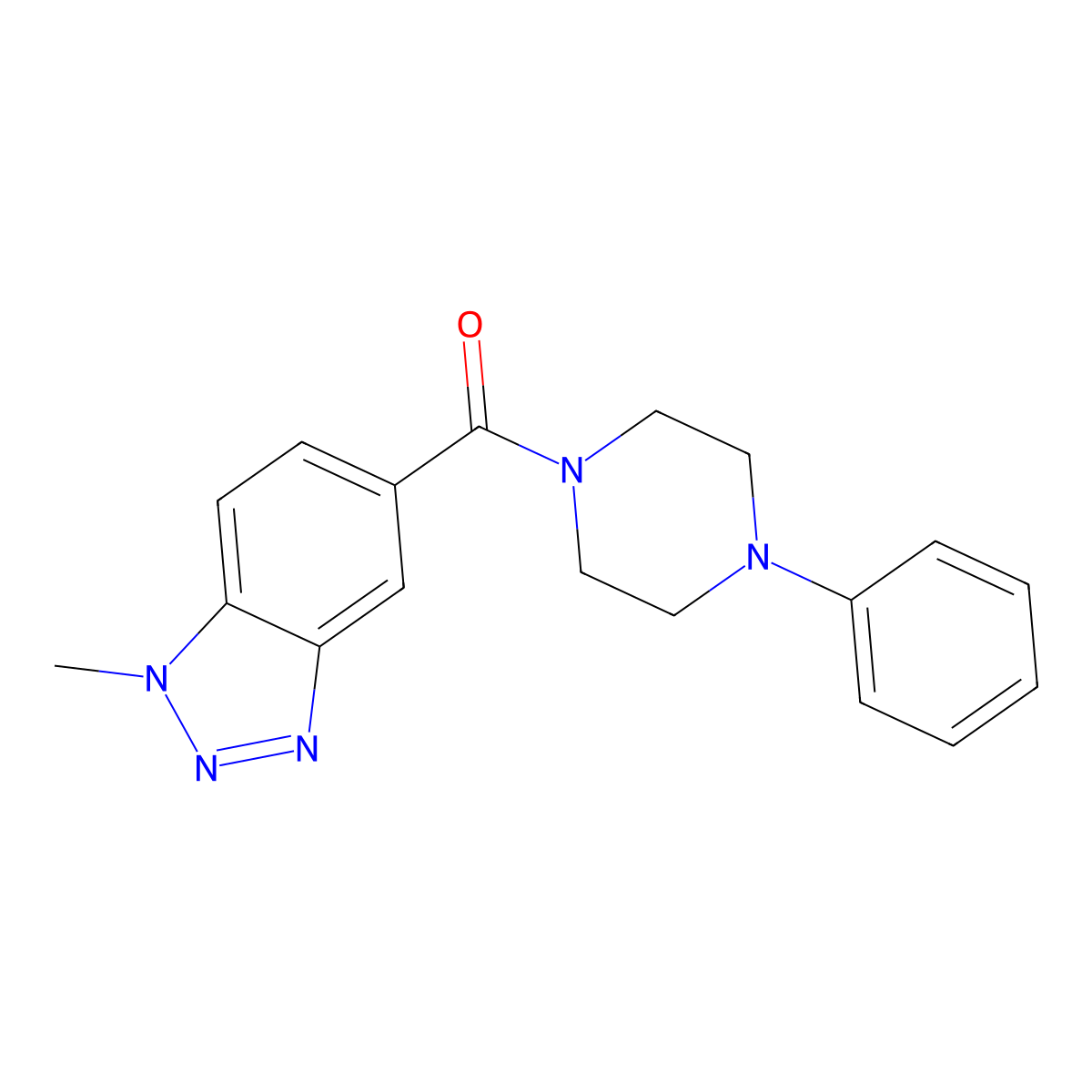 (1-Methylbenzotriazol-5-yl)-(4-phenylpiperazin-1-yl)methanone molecular structure, CAS 695172-67-9