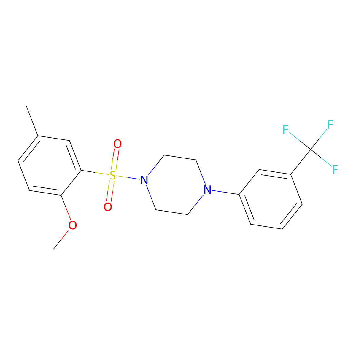 1-[(2-Methoxy-5-methylphenyl)sulfonyl]-4-[3-(trifluoromethyl)phenyl]piperazine molecular structure, CAS 695172-75-9