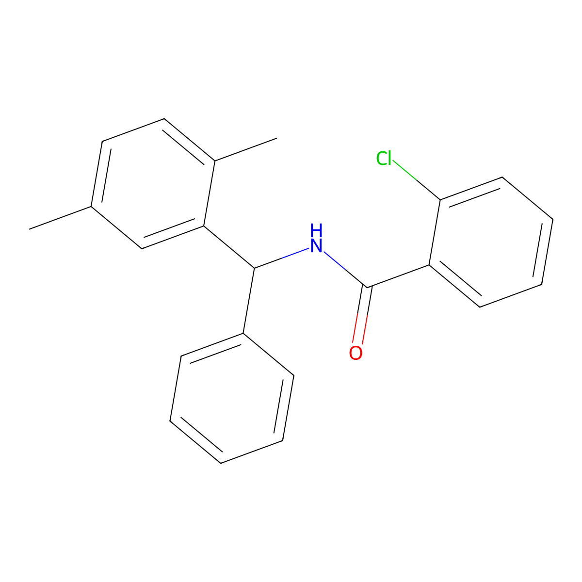 2-chloro-N-[(2,5-dimethylphenyl)(phenyl)methyl]benzamide molecular structure, CAS 695172-80-6