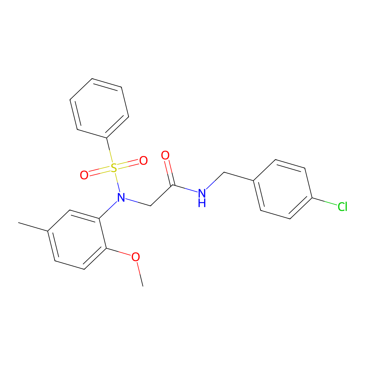 2-[N-(benzenesulfonyl)-2-methoxy-5-methylanilino]-N-[(4-chlorophenyl)methyl]acetamide molecular structure, CAS 695172-93-1