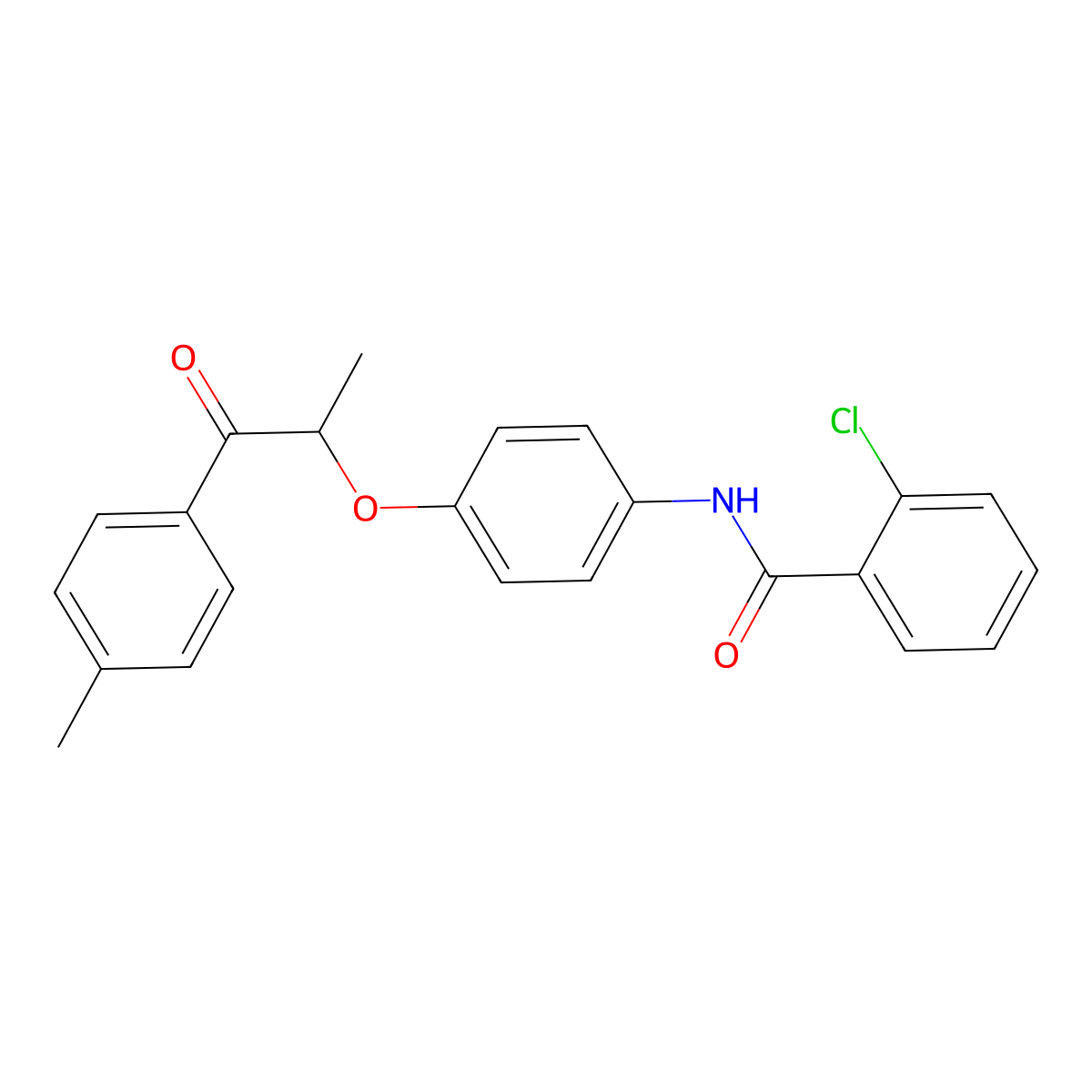 2-chloro-N-[4-[1-(4-methylphenyl)-1-oxopropan-2-yl]oxyphenyl]benzamide molecular structure, CAS 695173-15-0
