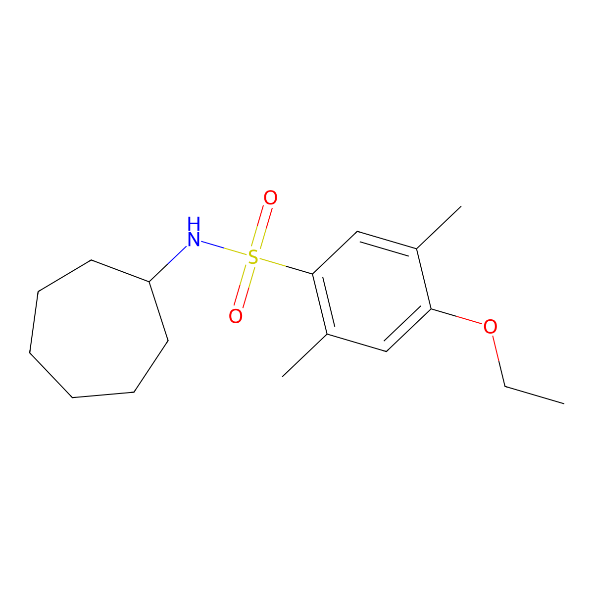 N-cycloheptyl-4-ethoxy-2,5-dimethylbenzenesulfonamide molecular structure, CAS 695173-16-1