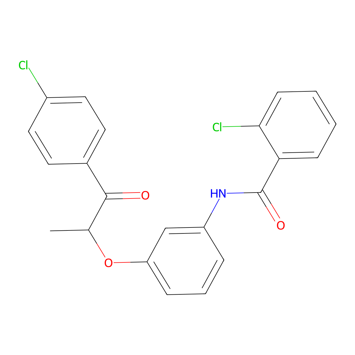 2-chloro-N-[3-[1-(4-chlorophenyl)-1-oxopropan-2-yl]oxyphenyl]benzamide molecular structure, CAS 695173-22-9