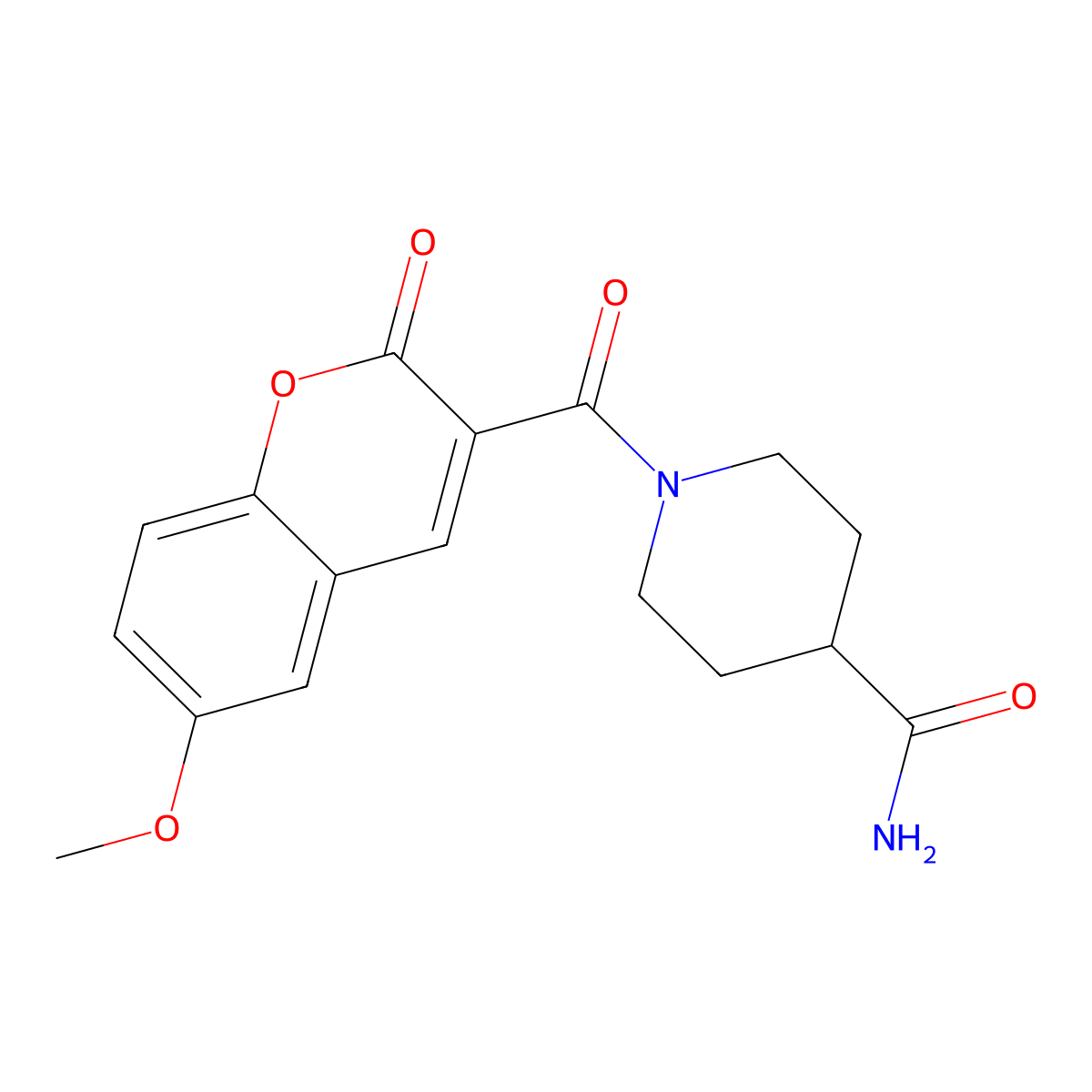 1-(6-Methoxy-2-oxochromene-3-carbonyl)piperidine-4-carboxamide molecular structure, CAS 695173-81-0