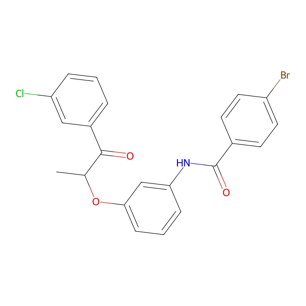 4-bromo-N-[3-[1-(3-chlorophenyl)-1-oxopropan-2-yl]oxyphenyl]benzamide molecular structure, CAS 695173-83-2