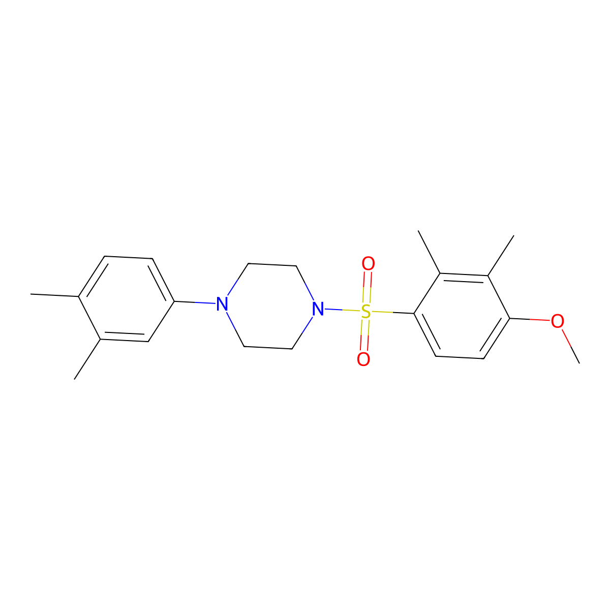 1-(3,4-Dimethylphenyl)-4-(4-methoxy-2,3-dimethylbenzenesulfonyl)piperazine molecular structure, CAS 695173-86-5