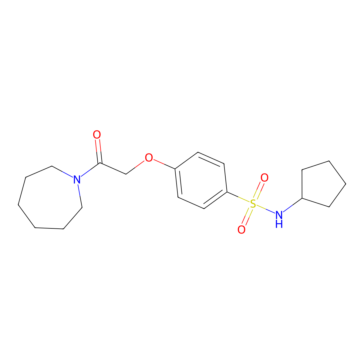 4-[2-(azepan-1-yl)-2-oxoethoxy]-N-cyclopentylbenzenesulfonamide molecular structure, CAS 695173-88-7
