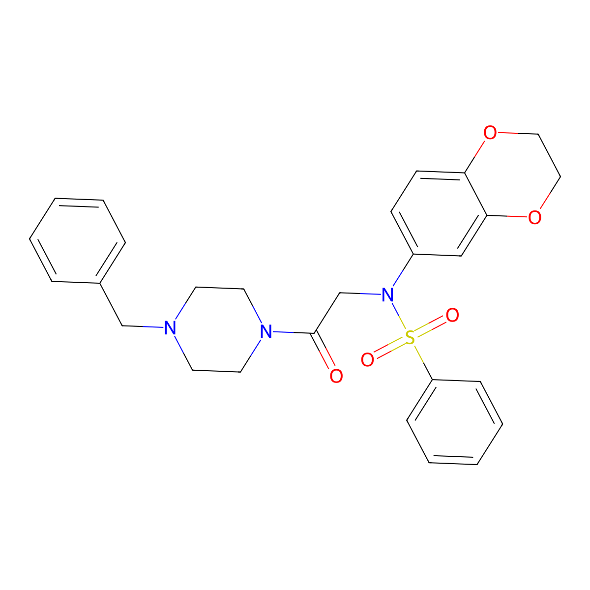 N-[2-(4-benzylpiperazin-1-yl)-2-oxoethyl]-N-(2,3-dihydro-1,4-benzodioxin-6-yl)benzenesulfonamide molecular structure, CAS 695174-05-1