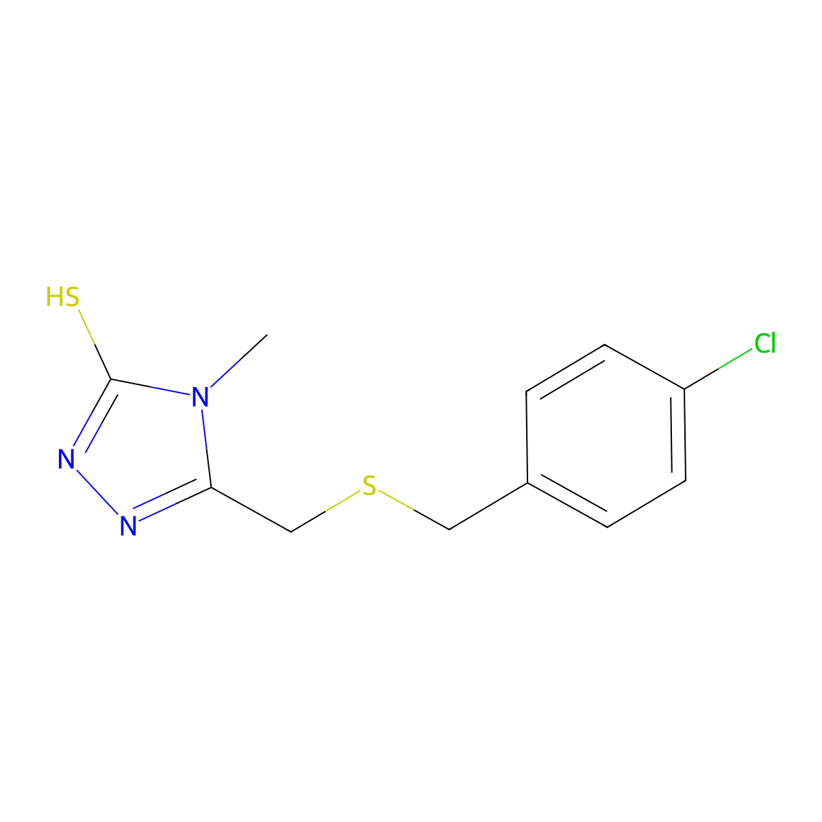 5-{[(4-chlorobenzyl)sulfanyl]methyl}-4-methyl-4H-1,2,4-triazole-3-thiol molecular structure, CAS 695174-09-5