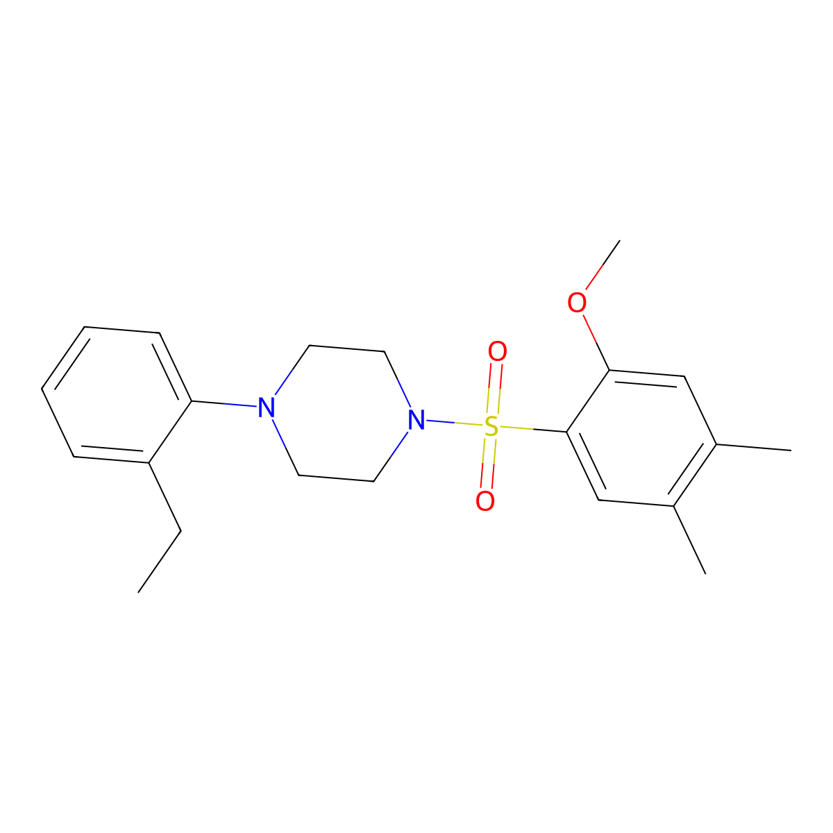 1-(2-Ethylphenyl)-4-(2-methoxy-4,5-dimethylphenyl)sulfonylpiperazine molecular structure, CAS 695174-15-3