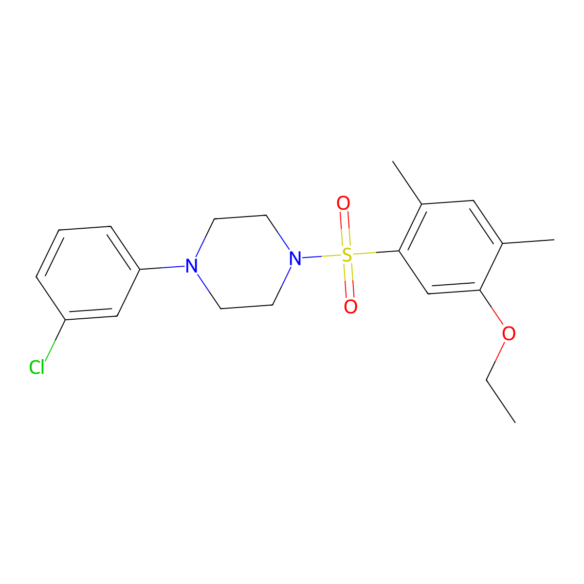 1-(3-Chlorophenyl)-4-(5-ethoxy-2,4-dimethylbenzenesulfonyl)piperazine molecular structure, CAS 695174-17-5