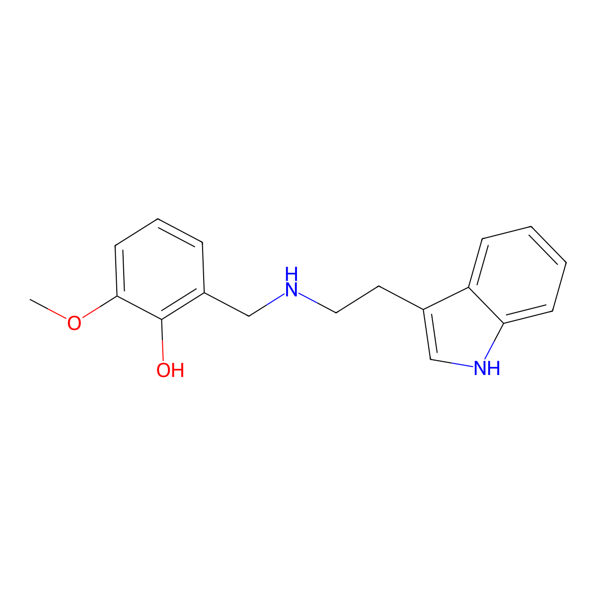 2-[[2-(1H-indol-3-yl)ethylamino]methyl]-6-methoxyphenol molecular structure, CAS 695174-27-7