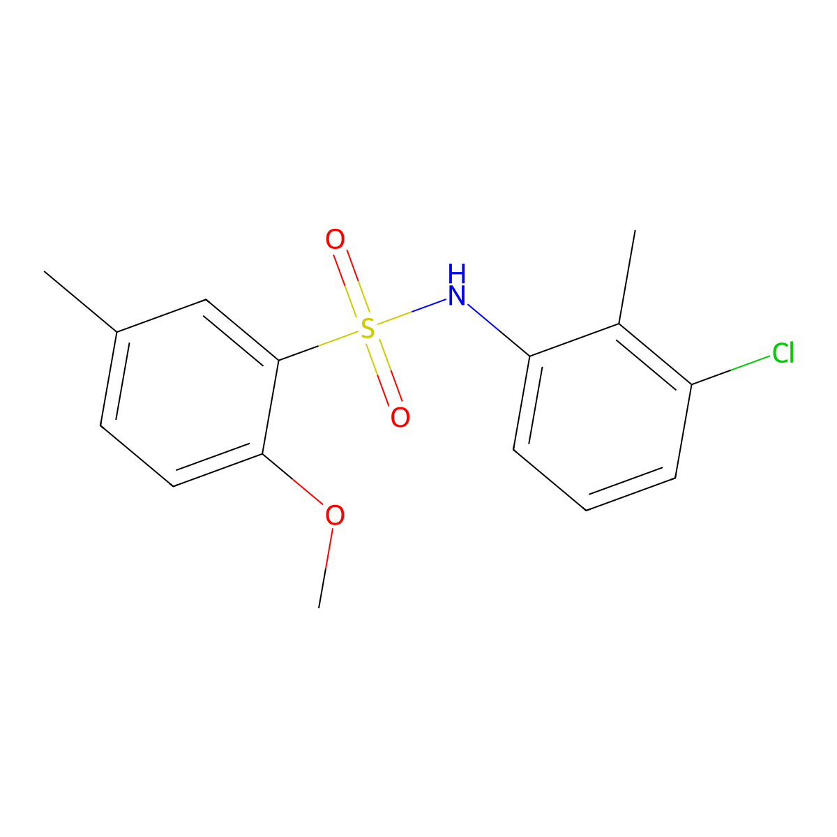 N-(3-chloro-2-methylphenyl)-2-methoxy-5-methylbenzenesulfonamide molecular structure, CAS 695174-45-9