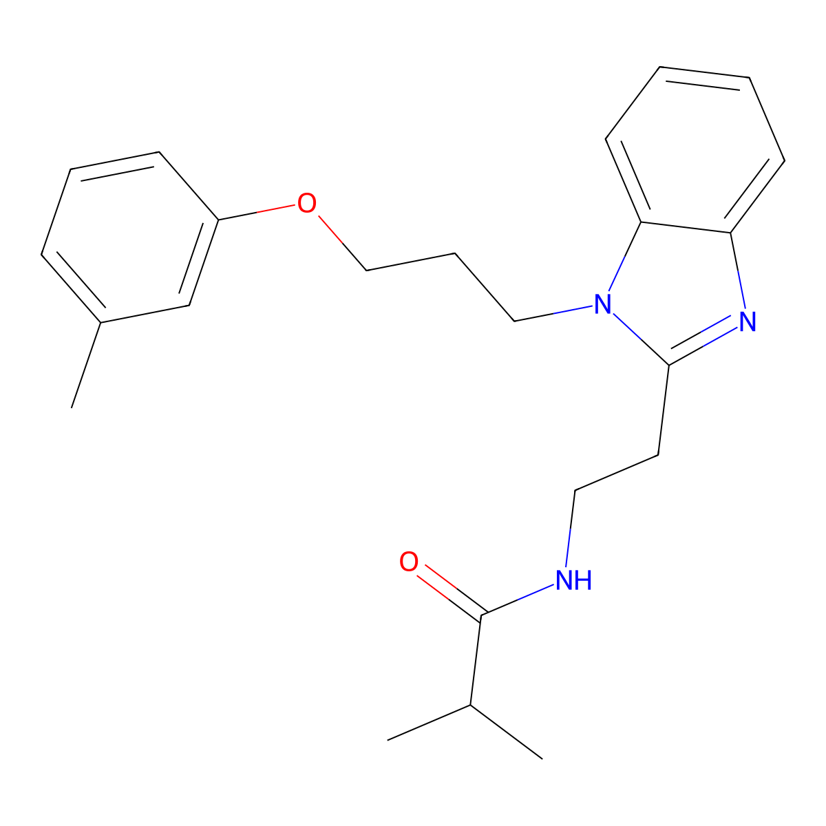 2-methyl-N-(2-{1-[3-(3-methylphenoxy)propyl]-1H-benzimidazol-2-yl}ethyl)propanamide molecular structure, CAS 695174-78-8