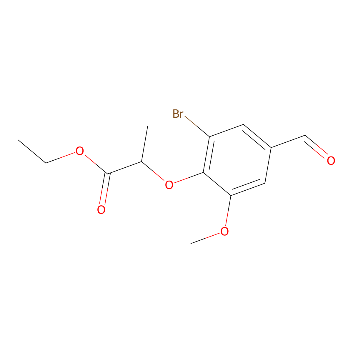 Ethyl 2-(2-bromo-4-formyl-6-methoxyphenoxy)propanoate molecular structure, CAS 695174-82-4