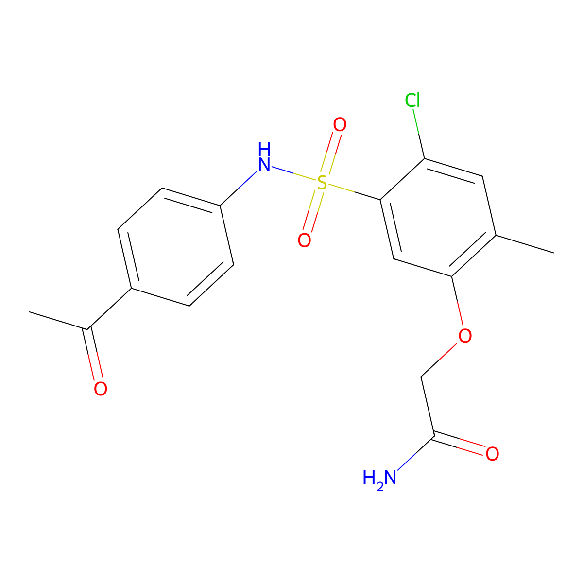 2-[5-[(4-Acetylphenyl)sulfamoyl]-4-chloro-2-methylphenoxy]acetamide molecular structure, CAS 695174-83-5