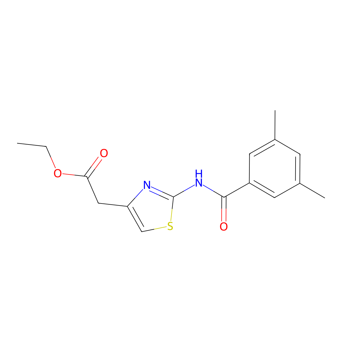 Ethyl {2-[(3,5-dimethylbenzoyl)amino]-1,3-thiazol-4-yl}acetate molecular structure, CAS 695174-94-8