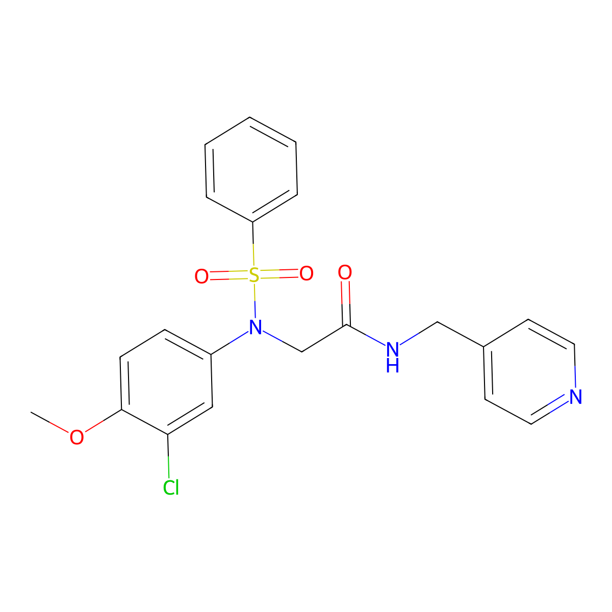 2-(N-(3-Chloro-4-methoxyphenyl)phenylsulfonamido)-N-(pyridin-4-ylmethyl)acetamide molecular structure, CAS 695174-96-0