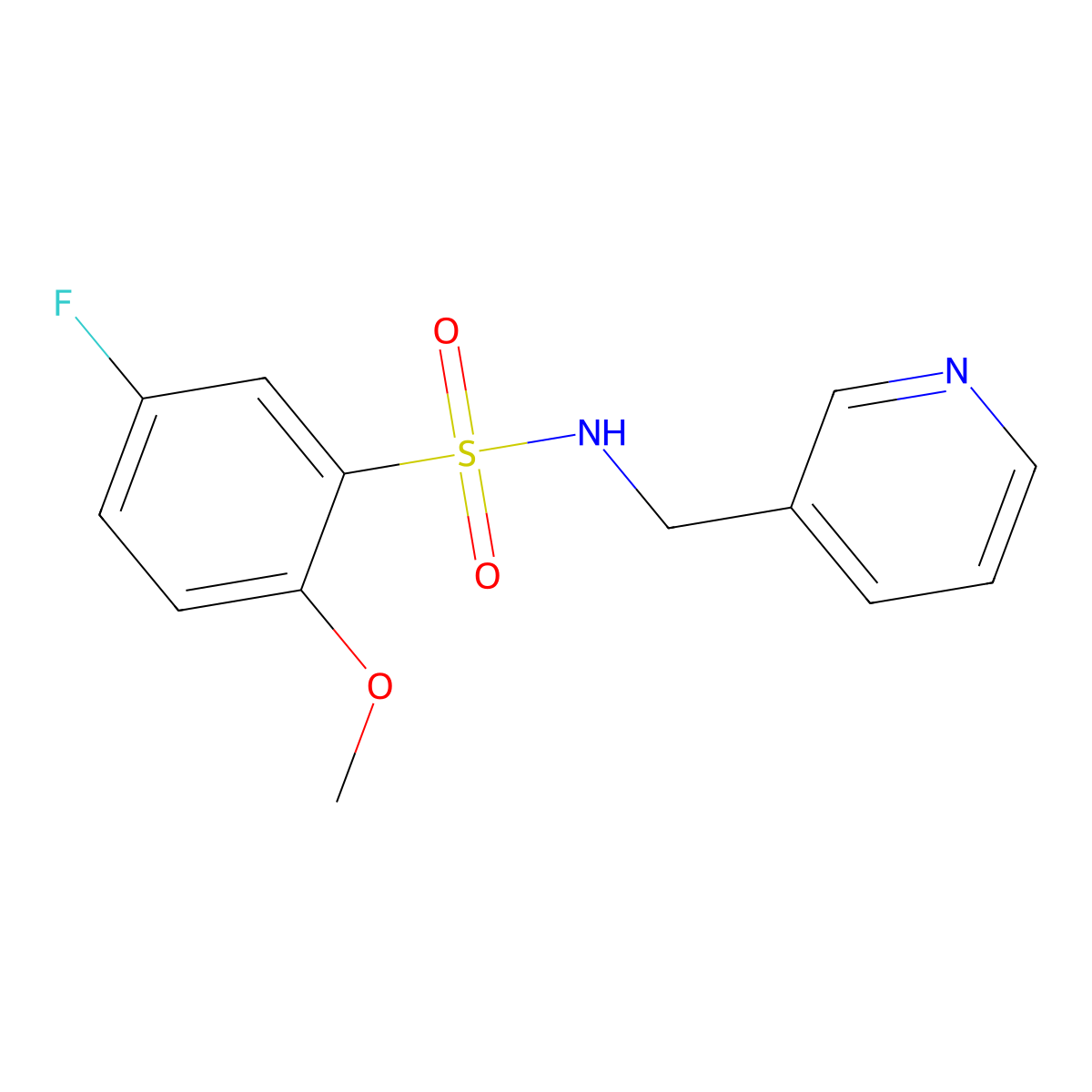 5-fluoro-2-methoxy-N-(pyridin-3-ylmethyl)benzenesulfonamide molecular structure, CAS 695175-44-1
