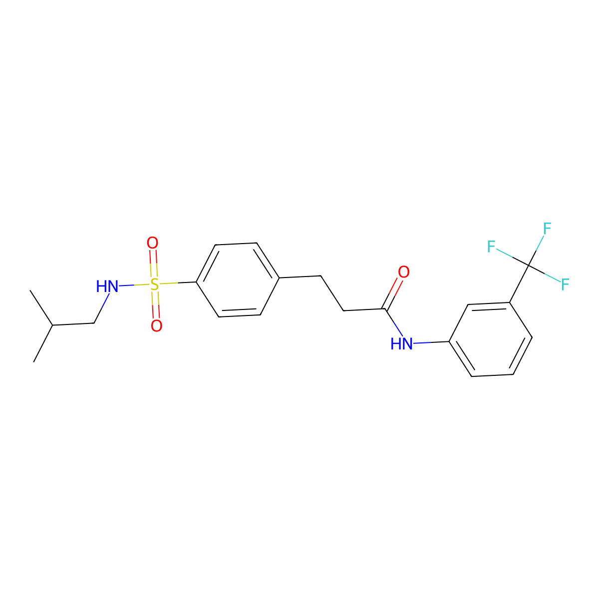 3-[4-(2-methylpropylsulfamoyl)phenyl]-N-[3-(trifluoromethyl)phenyl]propanamide molecular structure, CAS 695175-49-6
