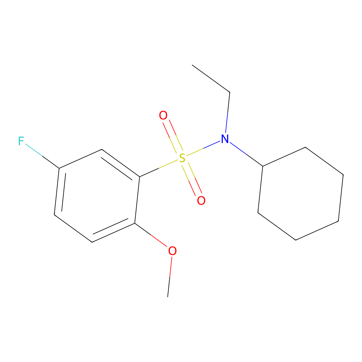 N-cyclohexyl-N-ethyl-5-fluoro-2-methoxybenzenesulfonamide molecular structure, CAS 695175-68-9