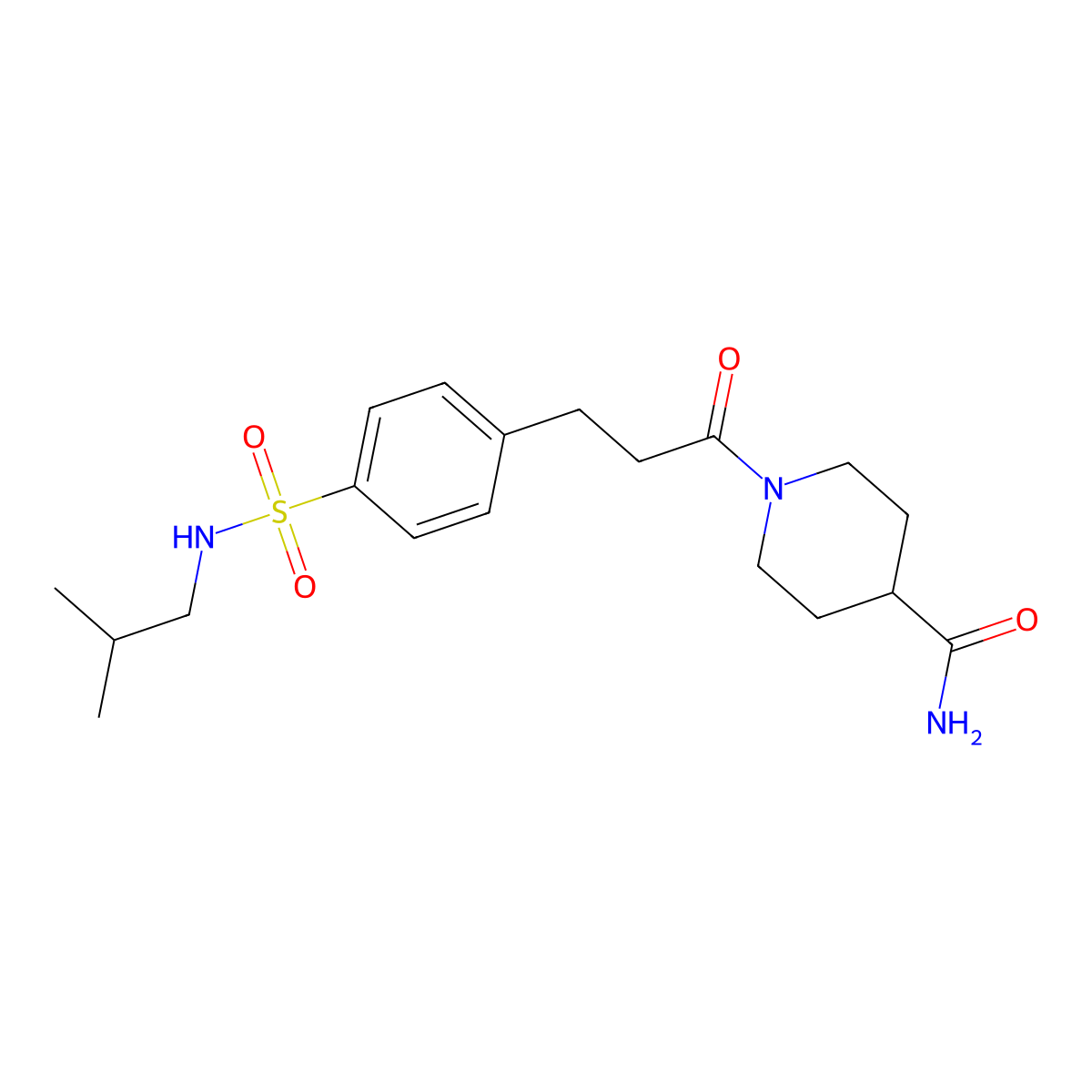 1-[3-[4-(2-Methylpropylsulfamoyl)phenyl]propanoyl]piperidine-4-carboxamide molecular structure, CAS 695175-97-4