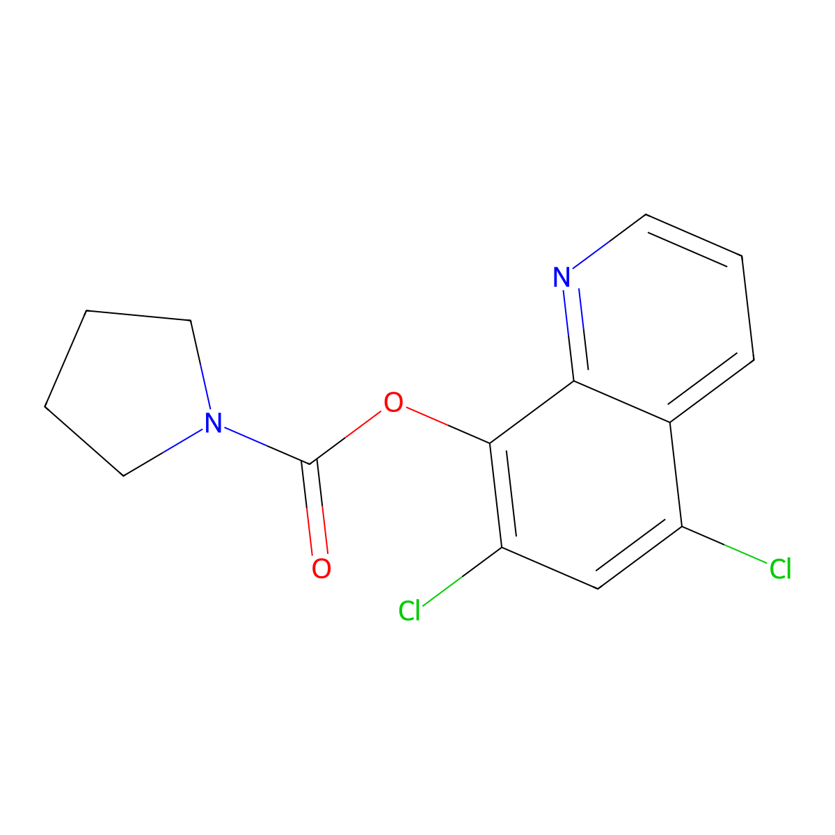 5,7-Dichloroquinolin-8-yl pyrrolidine-1-carboxylate molecular structure, CAS 695176-08-0