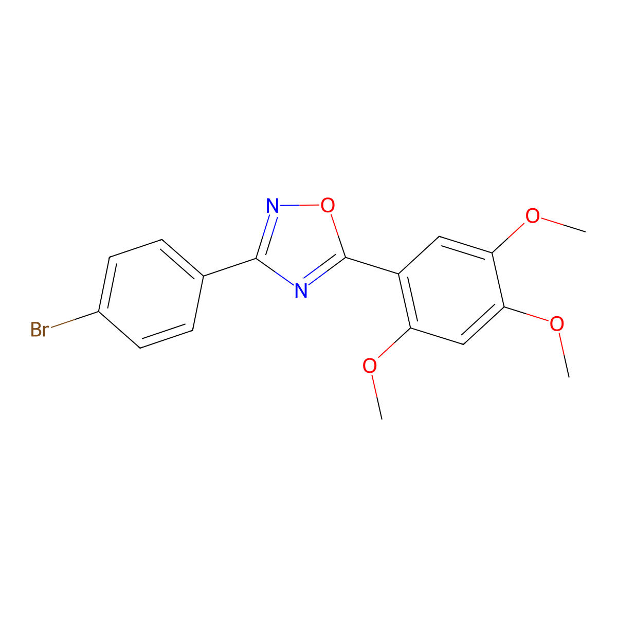3-(4-Bromophenyl)-5-(2,4,5-trimethoxyphenyl)-1,2,4-oxadiazole molecular structure, CAS 695176-25-1