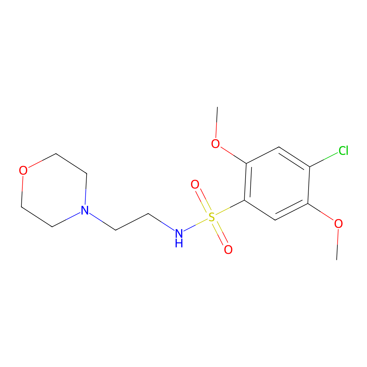 4-chloro-2,5-dimethoxy-N-[2-(4-morpholinyl)ethyl]benzenesulfonamide molecular structure, CAS 695176-59-1