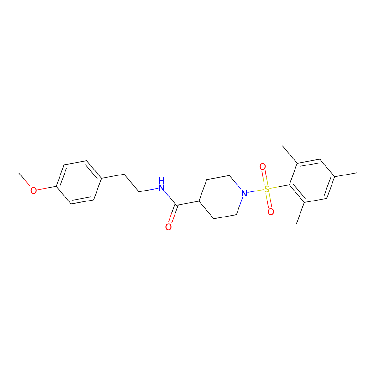 N-[2-(4-methoxyphenyl)ethyl]-1-(2,4,6-trimethylphenyl)sulfonylpiperidine-4-carboxamide molecular structure, CAS 695176-89-7